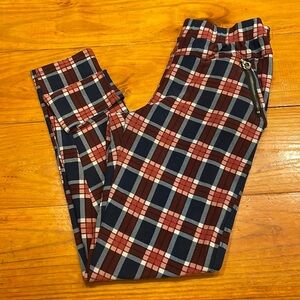 XS XJ Boost red pink blue cream plaid 4 pocket pull on pants